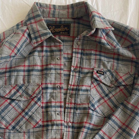 Howler Brothers Pearl Snap Flannel Shirt Mens L NWOT - Picture 1 of 5